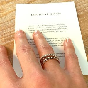 David Yurman crossover ring with diamonds. Size 6